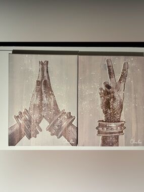 (2) Olivia Rose Hands Peace Canvas Art
